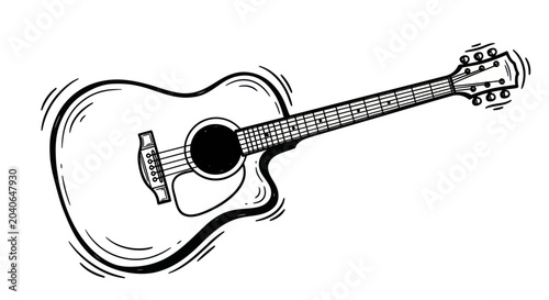 Photos Hand Drawn Acoustic Guitar Vector Illustration
