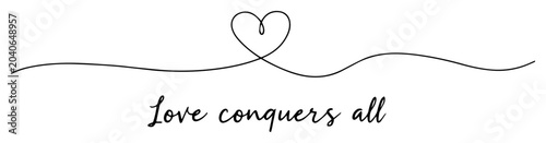 Foto love conquers all phrase with heart bold black-and-white linear abstraction