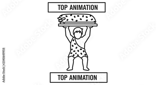Caveman Holding Giant Burger, Top Animation Concept