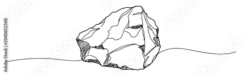 Foto flint stone tool outline high-contrast linework creating optical depth through o