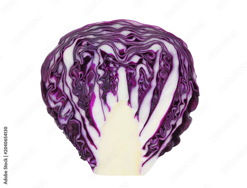 Fototapeta premium Slice of red cabbage isolated on transparent background. PNG