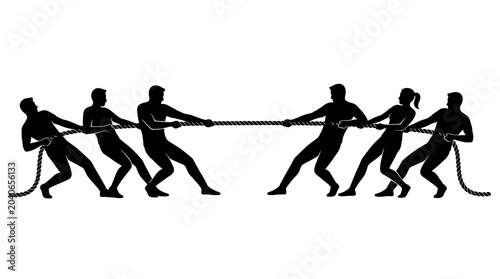 Tug of War Silhouette Vector Illustration