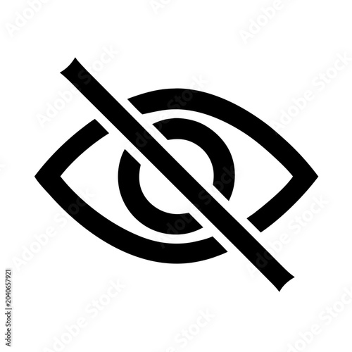 Symbol of Blindness: A stark black and white icon depicts an eye with a diagonal line crossing it, symbolizing blindness or impaired vision.