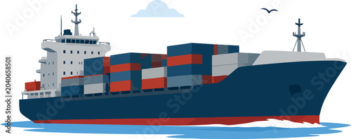 Foto Cargo ship transporting containers across large ocean