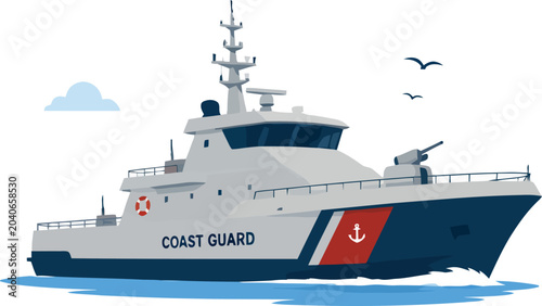 Tableau sur toile Coast guard patrol vessel sailing on ocean waters