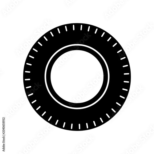 Minimal tire icon with clean tread pattern and circular geometry. Modern flat SVG design ideal for automotive apps, garages, transportation, and vehicle maintenance.