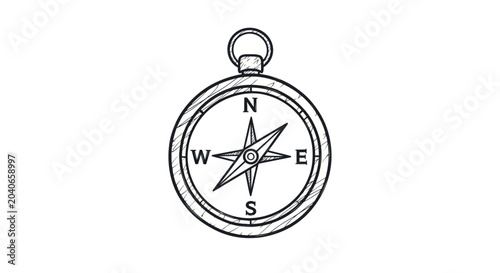 Bild auf Leinwand Vintage Compass Hand Drawn Vector Illustration