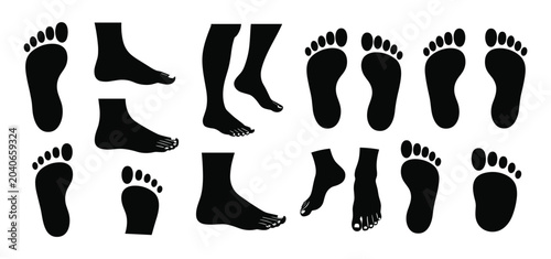 Tableau sur toile Footprints Collection: A graphic compilation showcasing diverse human footprints