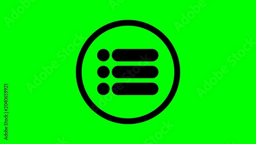 Circular Menu List Icon Animation on Green Screen Background