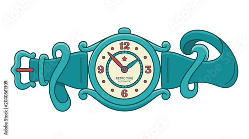 Photography Retro Teal Wristwatch with Vintage Design and Classic Face