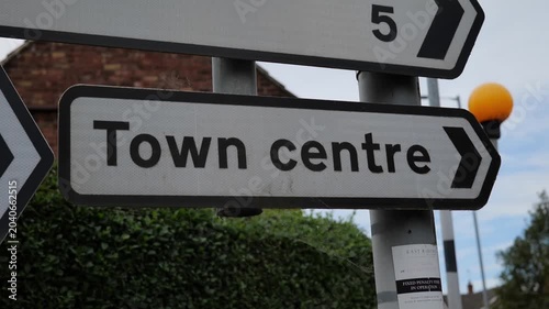 UK town centre road sign.