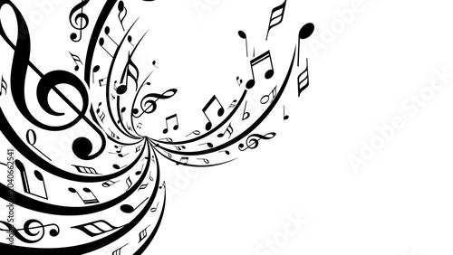 Bild auf Leinwand Abstract Swirling Musical Notes and Treble Clef Composition