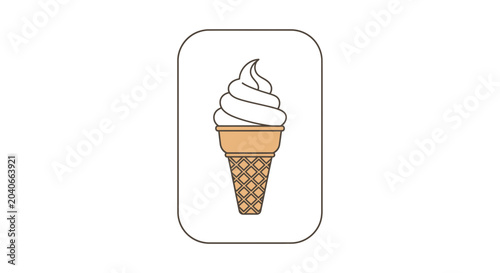Soft Serve Ice Cream Cone Icon, Minimalist Vector Illustration