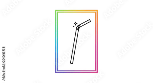 Sparkling Rainbow Bordered Drinking Straw Icon