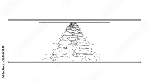 Stone Path Leading Upwards Between Two Lines