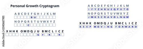 Cuadro en lienzo Personal growth cryptogram with encoded messages and letters