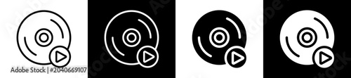 Obraz na płótnie Disc Line And Glyph Icon In Black White Background
