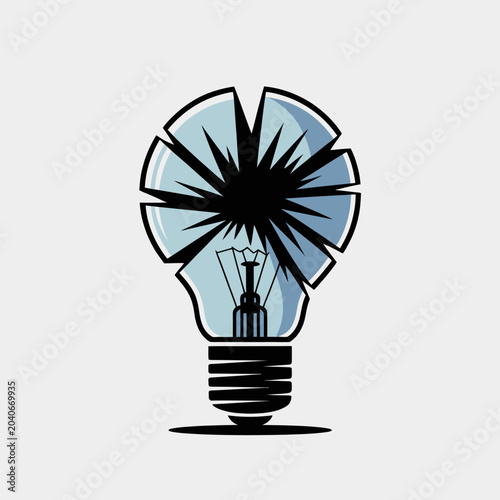 Tableau sur toile Light Bulb With Broken Glass.