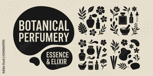 Tableau sur toile Floral Perfumery Essence and Elixir Set