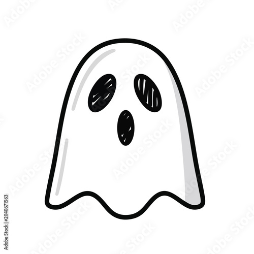 Hand drawn doodle of a cute little ghost for Halloween.