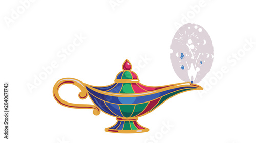Foto Colorful Genie Lamp Magic Object.