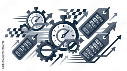 Tableau sur toile Speed Racing Timer Stopwatch Gears.