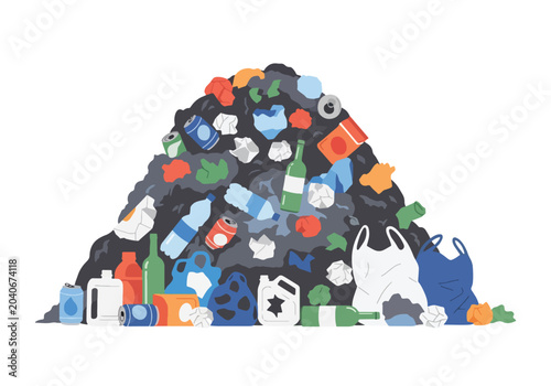 Φωτογραφία Large accumulation of plastic packaging, bottles, and mixed waste highlights gro