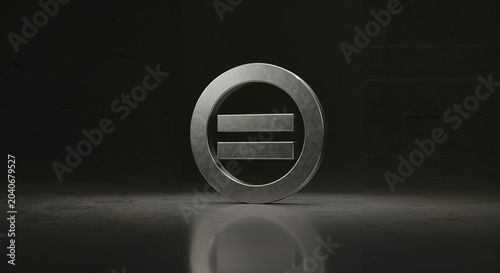 Equal sign symbol in metallic design on dark background  