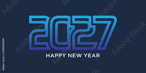 Happy new year 2027 design text vector illustration. New year celebration concept