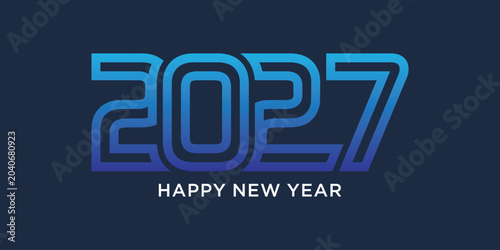 Happy new year 2027 design text vector illustration. New year celebration concept