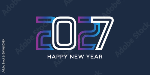 Happy new year 2027 design text vector illustration. New year celebration concept