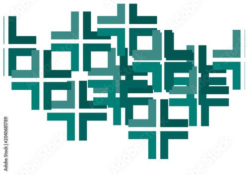 Abstract pattern of teal geometric l shaped symbols with geometry abstract background structure architecture minimalist
