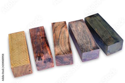 A stack of rosewood and ebony wood