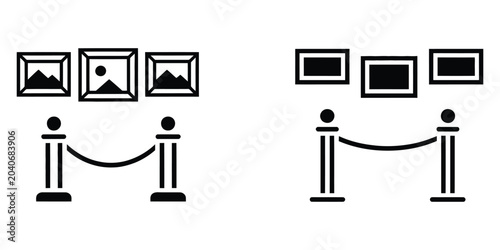 Tableau sur toile Exhibition of paintings icon symbol showcasing picture gallery elements, artwork