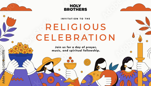 Tableau sur toile Invitation to a Religious Celebration: A Day of Prayer, Music, and Spiritual Fellowship Hosted by Holy Brothers