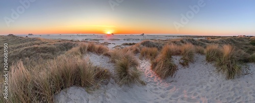 romantic view of the dunes and the Long Beach of Sankt Peter Ording