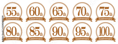 Tableau sur toile アニバーサリーのロゴ「55周年、60周年、65周年、70周年、75周年、80周年、85周年、90周年、95周年、100周年」