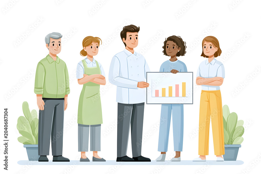 Obraz premium Dynamic Business Meeting: Professionals Collaborating on Growth Strategies with Visuals in a Productive Workplace Environment