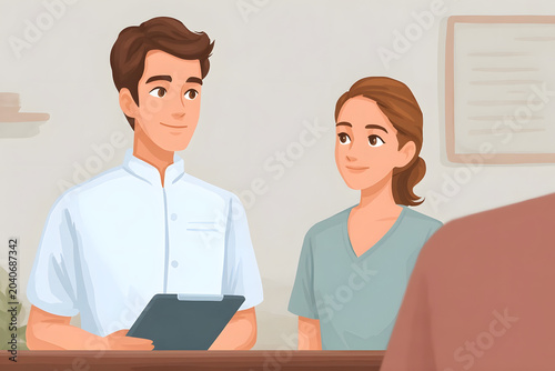 Engaging Interaction Between Healthcare Professionals and Patients: A Friendly Consultation Experience in a Modern Clinic Environment