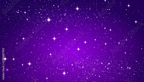 Deep space, shimmering stars and nebula clouds in vibrant purple hues, cosmic background © AmandaPutri