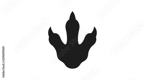 Dinosaur Footprint Silhouette, Ancient Animal Track, Prehistoric Fossil Imprint