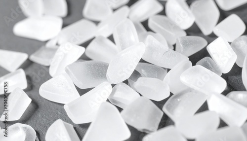 Close-up of Sea Glass Pieces on Gray Background