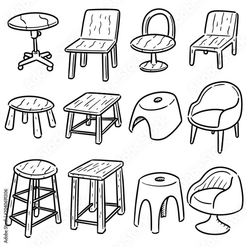 Hand drawn illustration of chairs