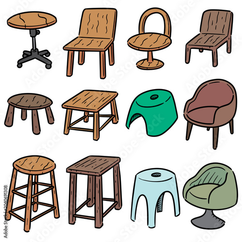 Hand drawn illustration of chairs
