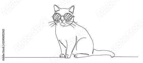 Bild auf Leinwand cat in round glasses sitting calmly