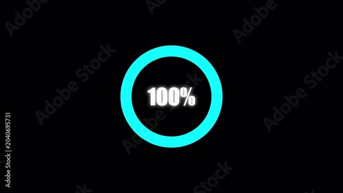 Circular Loading Progress Bar Animation 0 to 100 Percent with Alpha Channel Transparent Background