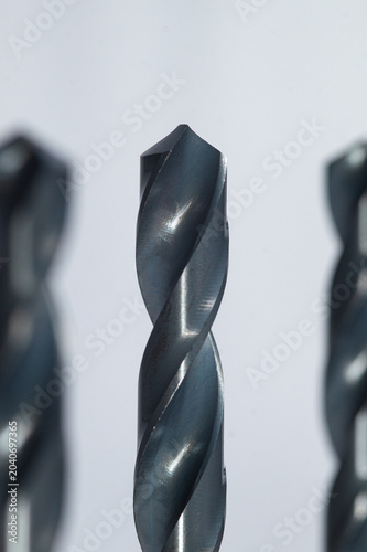 drill bit close up on white background.