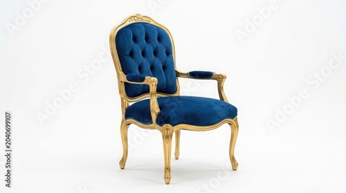 Antique vintage wooden armchair isolated on white background