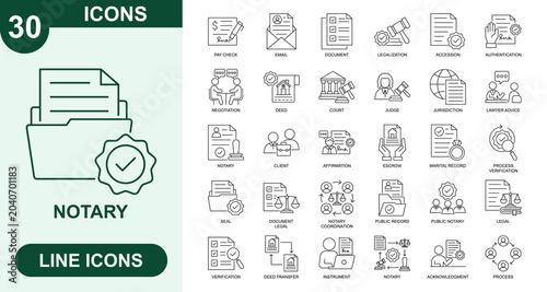 Tableau sur toile Notary, Outline Vector Icons