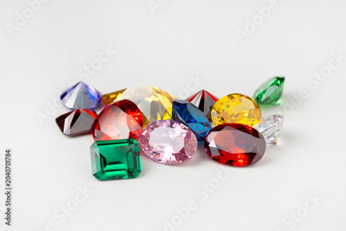Bright gems isolated on a white background